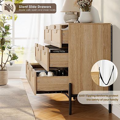 ANIXOL Natural Rattan 6-Drawer Dresser