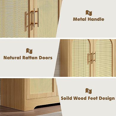 ANIXOL Rattan Sideboard Buffet Cabinet with Storage