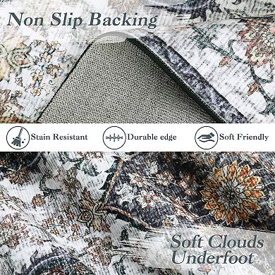 Boho Non-Slip Washable Large Area Rug for Bedroom, Apartment, Nursery, Playroom