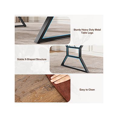 ANIXOL Frame-Style Dining Table with Waist Detail & Metal Legs