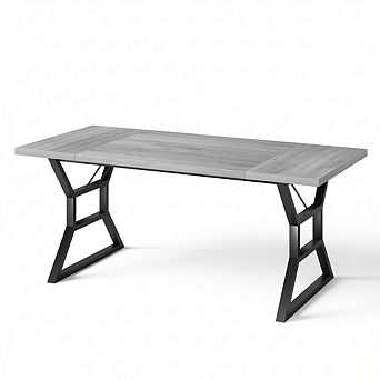 ANIXOL Frame-Style Dining Table with Waist Detail & Metal Legs
