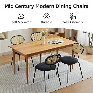 ANIXOL Mid-Century Velvet Dining Chairs with Rattan Back, Set of 2