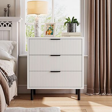 ANIXOL 3-Drawer Wave Front Wooden Dresser