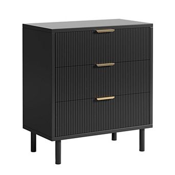 ANIXOL 3-Drawer Wave Front Wooden Dresser