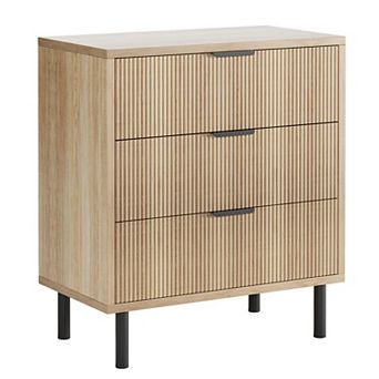 ANIXOL 3-Drawer Wave Front Wooden Dresser
