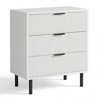 ANIXOL 3-Drawer Wave Front Wooden Dresser