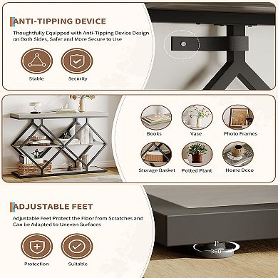 ANIXOL 3-Tier Entryway Console Table with Storage Shelves