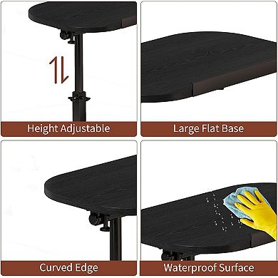 C-Shaped Height Adjustable End Table, 360° Swivel Tiltable Laptop Sofa Tray - Heavy Metal Base