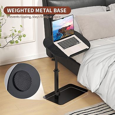 C-Shaped Height Adjustable End Table, 360° Swivel Tiltable Laptop Sofa Tray - Heavy Metal Base