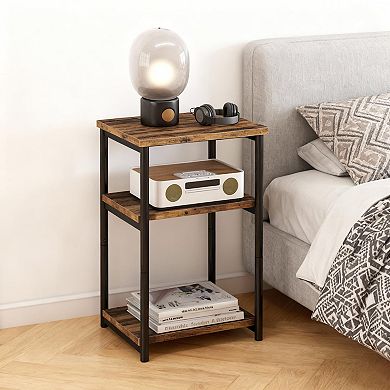 ANIXOL 3-Tier Slim End Table with Storage Shelves