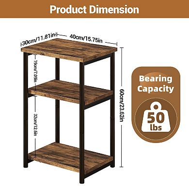 ANIXOL 3-Tier Slim End Table with Storage Shelves