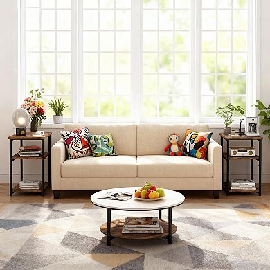 ANIXOL 3-Tier Slim End Table with Storage Shelves