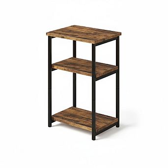 ANIXOL 3 tier Slim End Table with Storage Shelves