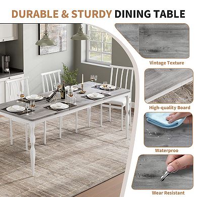 ANIXOL Large 6-8 Person Farmhouse Rectangular Dining Table