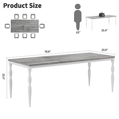 ANIXOL Large 6-8 Person Farmhouse Rectangular Dining Table