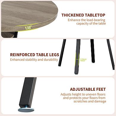 ANIXOL Round Dining Table with Storage Shelf & Metal Frame