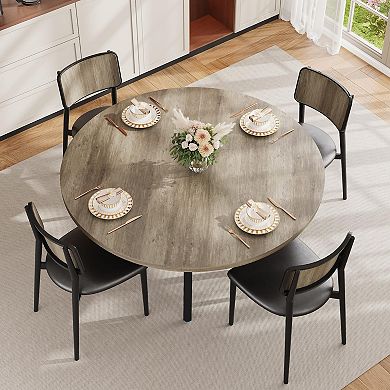 ANIXOL Round Dining Table with Storage Shelf & Metal Frame