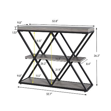 ANIXOL 3-Tier Entryway Console Table with X-Shaped Frame