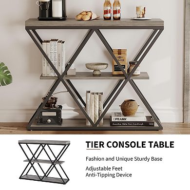 ANIXOL 3-Tier Entryway Console Table with X-Shaped Frame