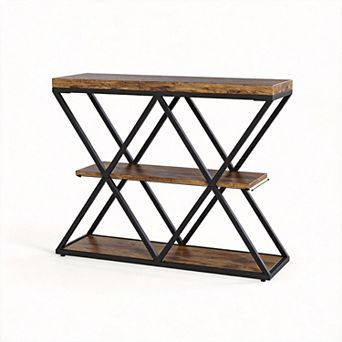 ANIXOL 3 tier Entryway Console Table with X-Shaped Frame