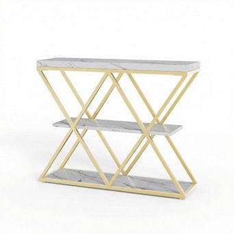 ANIXOL 3 tier Entryway Console Table with X-Shaped Frame