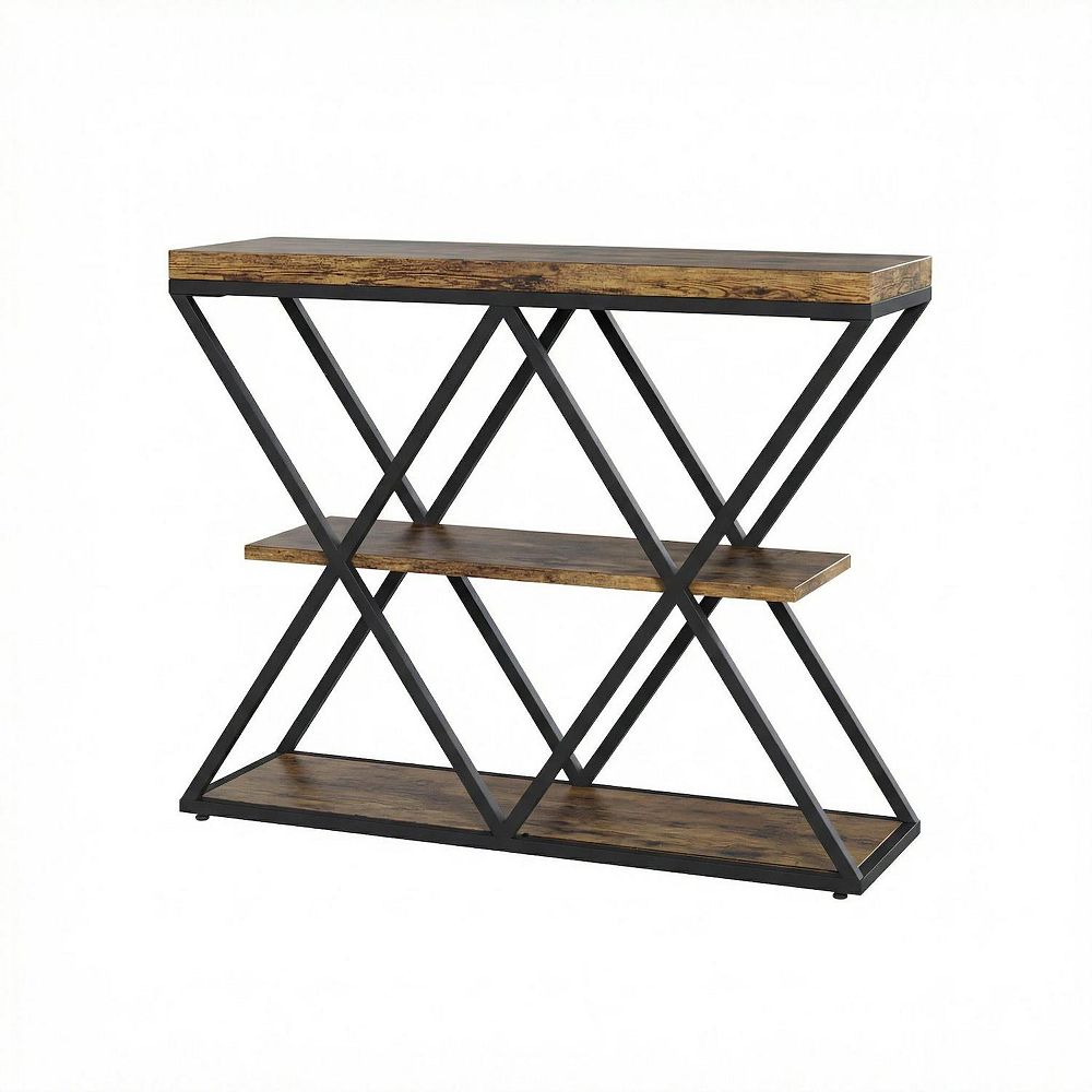ANIXOL 3-Tier Entryway Console Table with X-Shaped Frame