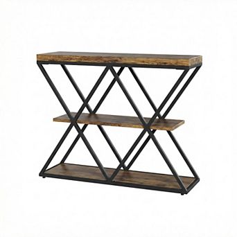ANIXOL 3 tier Entryway Console Table with X-Shaped Frame