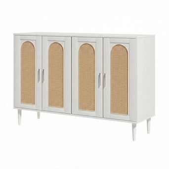 ANIXOL 4-Door Rattan Buffet Cabinet with Power Outlet