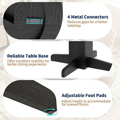 ANIXOL 47 Inch Round Farmhouse Dining Table with Cross Base