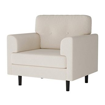 ANIXOL Mid Century Linen Wide Armrest Accent Chair