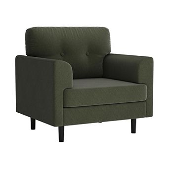 ANIXOL Mid Century Linen Wide Armrest Accent Chair