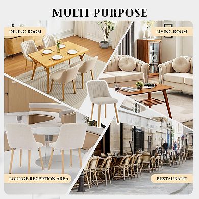 ANIXOL Mid-Century High Back Dining Chairs, Set of 2 with Linen & Wood