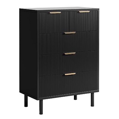 dresses black tie CARPETNAL Black Dresser for Bedroom, 7 Drawer Dresser with Wide Drawer –  WoodArtSupply