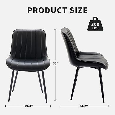 ANIXOL Set of 2 Modern Faux Leather Dining Chairs with Metal Legs