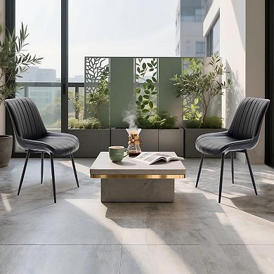 ANIXOL Set of 2 Modern Faux Leather Dining Chairs with Metal Legs