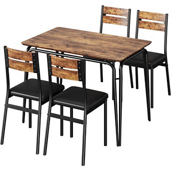 ANIXOL 5 pc Dining Table Set with 4 Padded Chairs