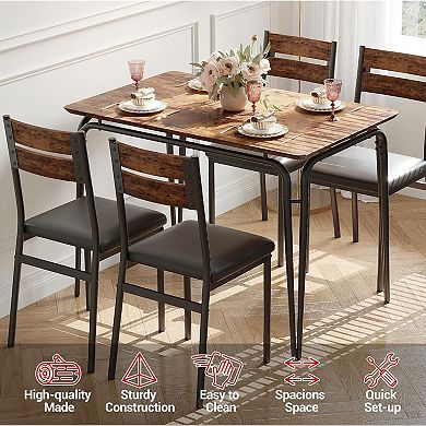 ANIXOL 5-Piece Dining Table Set with 4 Padded Chairs