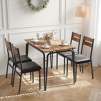 ANIXOL 5-Piece Dining Table Set with 4 Padded Chairs