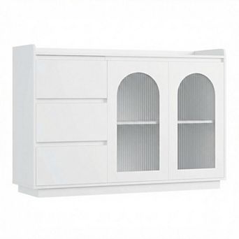 ANIXOL Modern Coffee Bar Buffet Cabinet with Glass Doors