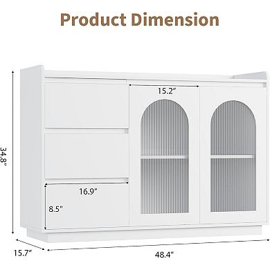 ANIXOL Modern Coffee Bar Buffet Cabinet with Glass Doors