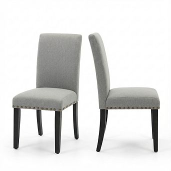 ANIXOL Modern Fabric Dining Chairs with Curved Back & Wood Legs, Set of 2