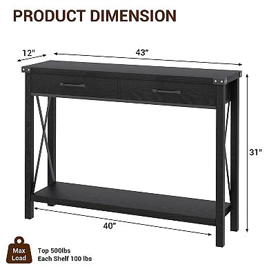 ANIXOL Console Table with 2 Drawers and Storage Shelf