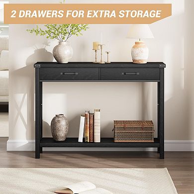 ANIXOL Console Table with 2 Drawers and Storage Shelf