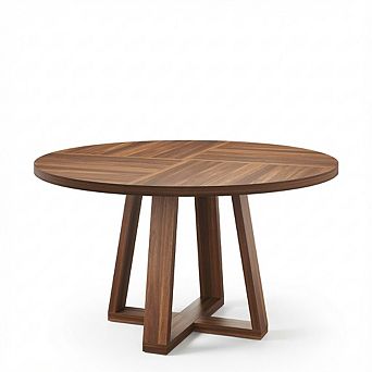 ANIXOL Round Farmhouse Dining Table with Cross Pedestal Base