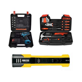 All-in-One Home Project Powerhouse: Pursonic 21V Cordless Drill, Handy Solutions 39 pc Tool Kit,