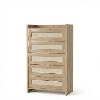 ANIXOL Rattan 5-Drawer Tall Dresser