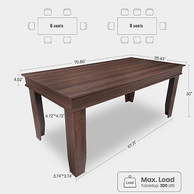 ANIXOL 71 Inch Long Dining Table with V-Shaped Base, Seats 6-8