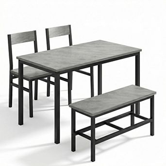 ANIXOL 4 pc Dining Table Set with Bench and Chairs