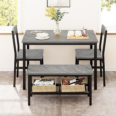 ANIXOL 4-Piece Dining Table Set with Bench and Chairs
