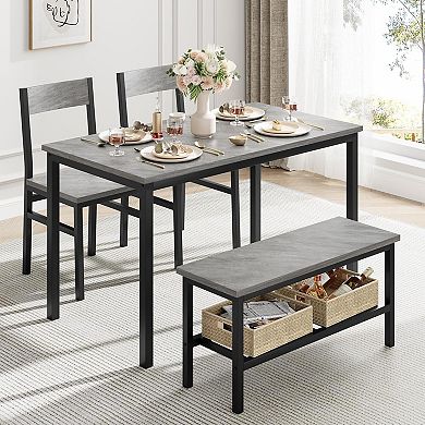 ANIXOL 4-Piece Dining Table Set with Bench and Chairs